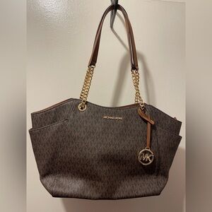 Michael Kors Dark Brown and Gold Tote